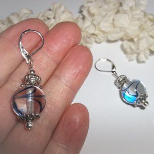 Earrings, Blue Earrings, Clear and Blue Earring, Dangle Earring, Jewelry 7861